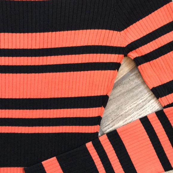 Mock neck striped sweater dress| Orange - Picture 5 of 5